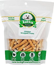 Lucky Premium Treats Extra Small Chicken Wrapped Rawhide Dog Treats, 400 count