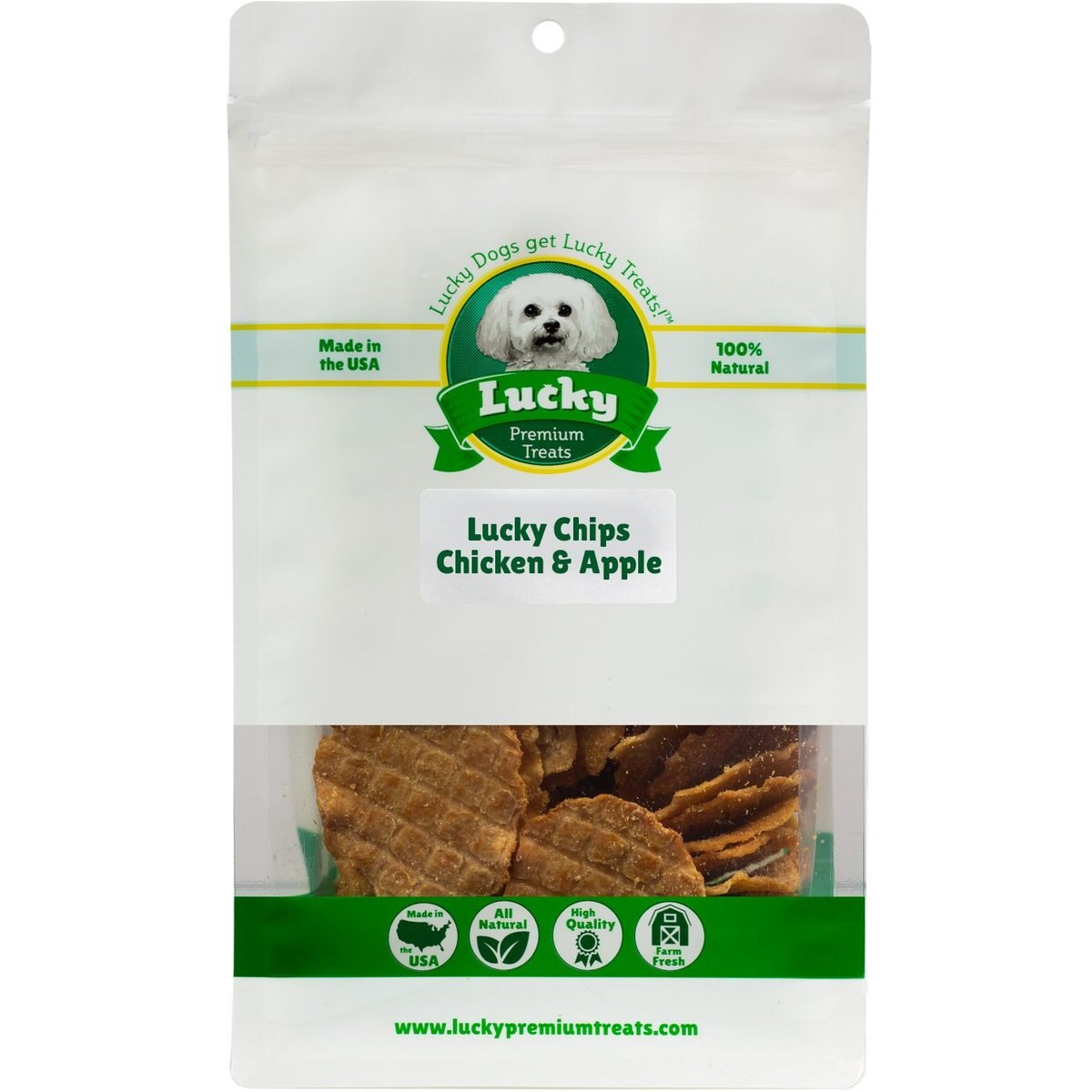 Lucky Premium Treats Lucky Chips Chicken & Apple Dog Jerky Treat, 12-oz bag