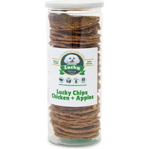 Lucky Premium Treats Lucky Chips Chicken & Apple Dog Jerky Treat, 6-oz jar