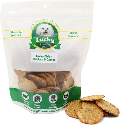 Show full view: Lucky Premium Treats Lucky Chips Chicken & Carrot Dog Jerky Treat, 12-oz bag slide 3 of 4