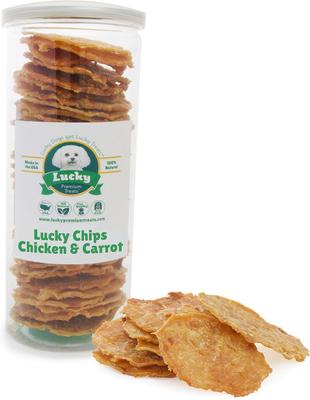 Show full view: Lucky Premium Treats Lucky Chips Chicken & Carrot Dog Jerky Treat, 6-oz jar slide 3 of 4