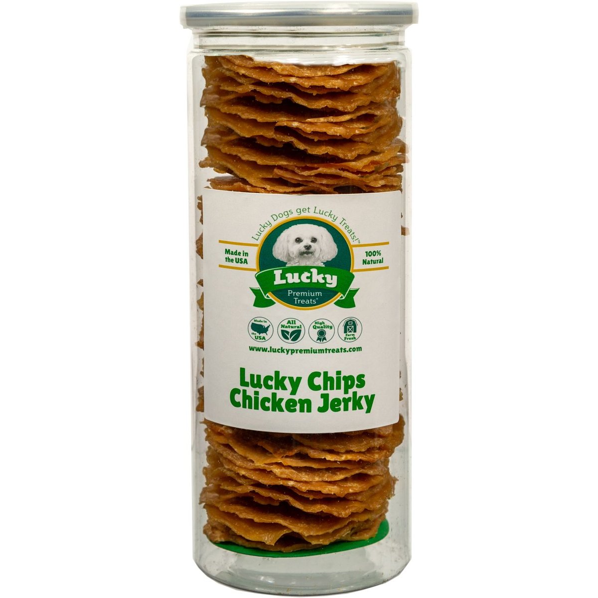 Lucky Premium Treats Lucky Chips Chicken Dog Jerky Treat, 6-oz jar