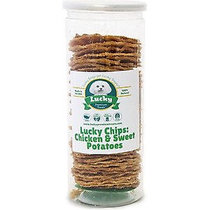 Lucky Premium Treats Lucky Chips Chicken & Sweet Potato Dog Jerky Treat, 6-oz jar