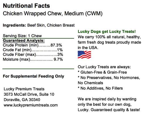 Show full view: Lucky Premium Treats Medium Chicken Wrapped Rawhide Dog Treats, 32 count slide 5 of 8