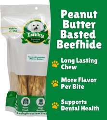 Lucky Premium Treats Peanut Butter Basted Rawhide Large Dog Chews, 10 count slide 2 of 5