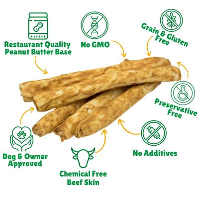 Show full view: Lucky Premium Treats Peanut Butter Basted Rawhide Large Dog Chews, 14 count slide 3 of 5