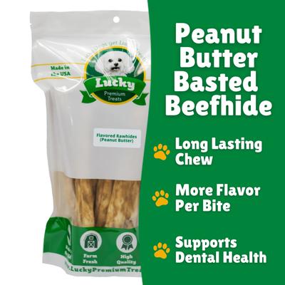 Show full view: Lucky Premium Treats Peanut Butter Basted Rawhide Large Dog Chews, 14 count slide 5 of 5