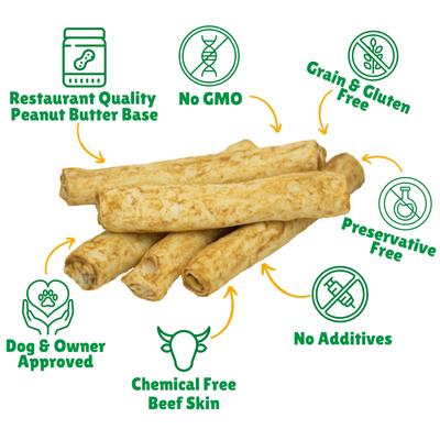 Show full view: Lucky Premium Treats Peanut Butter Basted Rawhide Medium Dog Chews, 16 count slide 3 of 5