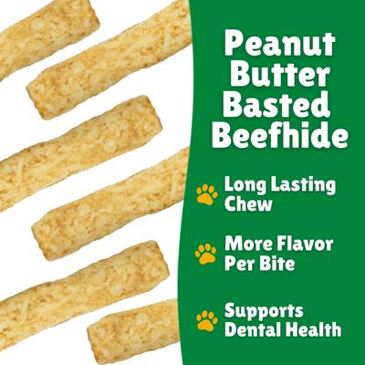 Show full view: Lucky Premium Treats Peanut Butter Basted Rawhide Medium Dog Chews, 7 count slide 5 of 6