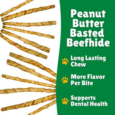 Show full view: Lucky Premium Treats Peanut Butter Basted Rawhide Small Dog Chews, 125 count slide 5 of 5
