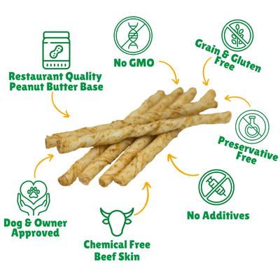 Show full view: Lucky Premium Treats Peanut Butter Basted Rawhide Small Dog Chews, 25 count slide 3 of 6