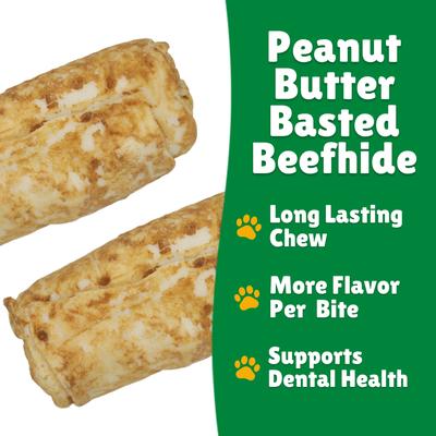 Show full view: Lucky Premium Treats Peanut Butter Basted Rawhide Stubbys X-Large Dog Chews, 12 count slide 5 of 5