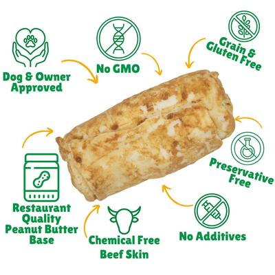 Show full view: Lucky Premium Treats Peanut Butter Basted Rawhide Stubbys X-Large Dog Chews, 2 count slide 3 of 6