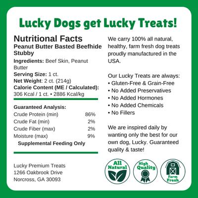 Show full view: Lucky Premium Treats Peanut Butter Basted Rawhide Stubbys X-Large Dog Chews, 2 count slide 6 of 6