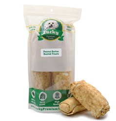 Lucky Premium Treats Peanut Butter Basted Rawhide Stubbys X-Large Dog Chews, 4 count
