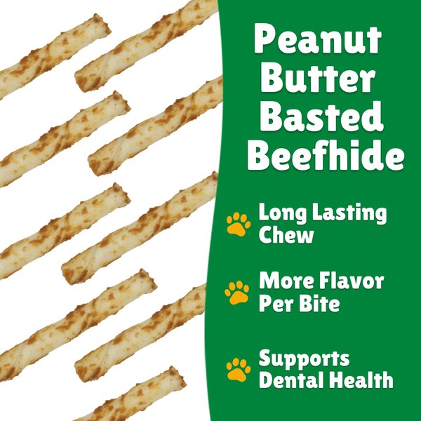 Lucky Premium Treats Peanut Butter Basted Rawhide X-Small & Toy Dog Chews