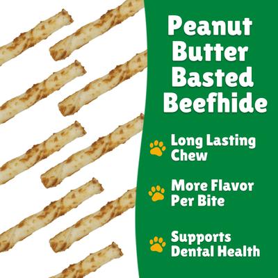 Show full view: Lucky Premium Treats Peanut Butter Basted Rawhide X-Small & Toy Dog Chews, 50 count slide 5 of 6