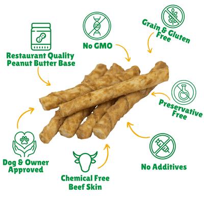 Show full view: Lucky Premium Treats Peanut Butter Basted Rawhide X-Small & Toy Dog Chews, 50 count slide 3 of 6