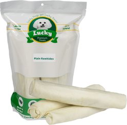 Lucky Premium Treats Plain Rawhide Bull Sticks X-Large Dog Chews, 6 count