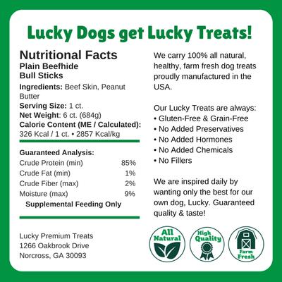 Show full view: Lucky Premium Treats Plain Rawhide Bull Sticks X-Large Dog Chews, 6 count slide 6 of 6