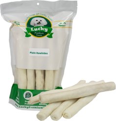 Lucky Premium Treats Plain Rawhide Large Dog Chews, 10 count