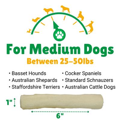 Show full view: Lucky Premium Treats Plain Rawhide Medium Dog Chews, 7 count slide 4 of 6