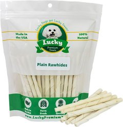 Lucky Premium Treats Plain Rawhide Small Dog Chews, 125 count