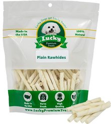 Lucky Premium Treats Plain Rawhide X-Small & Toy Dog Chews, 100 count