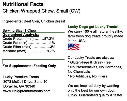 Show full view: Lucky Premium Treats Small Chicken Wrapped Rawhide Dog Treats, 20 count slide 5 of 8