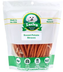 Lucky Premium Treats Sweet Potato Straws Dehydrated Dog Treats, 13-oz bag