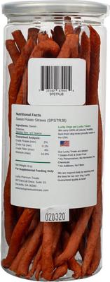 Show full view: Lucky Premium Treats Sweet Potato Straws Dehydrated Dog Treats, 7-oz jar slide 3 of 4