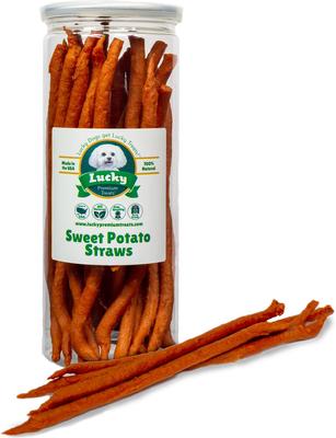 Show full view: Lucky Premium Treats Sweet Potato Straws Dehydrated Dog Treats, 7-oz jar slide 4 of 4