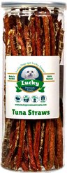Lucky Premium Treats Tuna Jerky Straws Dog & Cat Treats, 7-oz jar