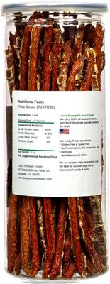 Show full view: Lucky Premium Treats Tuna Jerky Straws Dog & Cat Treats, 7-oz jar slide 3 of 5