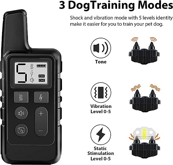 Show full view: Luckypets 1640-ft Remote Range & Rechargeable with 3 Training Modes Dog Training Collar, Black slide 2 of 10