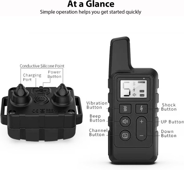 Show full view: Luckypets 1640-ft Remote Range & Rechargeable with 3 Training Modes Dog Training Collar, Black slide 8 of 10