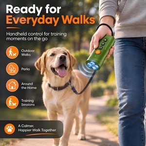 Luckypets 3X Ultrasonic Anti Barking 4 Modes Rechargeable Dog Bark Deterrent Device with LED Light, Green