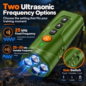Luckypets 3X Ultrasonic Anti Barking 4 Modes Rechargeable Dog Bark Deterrent Device with LED Light, Green