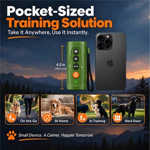 Luckypets 3X Ultrasonic Anti Barking 4 Modes Rechargeable Dog Bark Deterrent Device with LED Light, Green