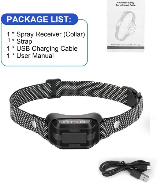 Luckypets Auto Citronella Dog Bark Collar, Black