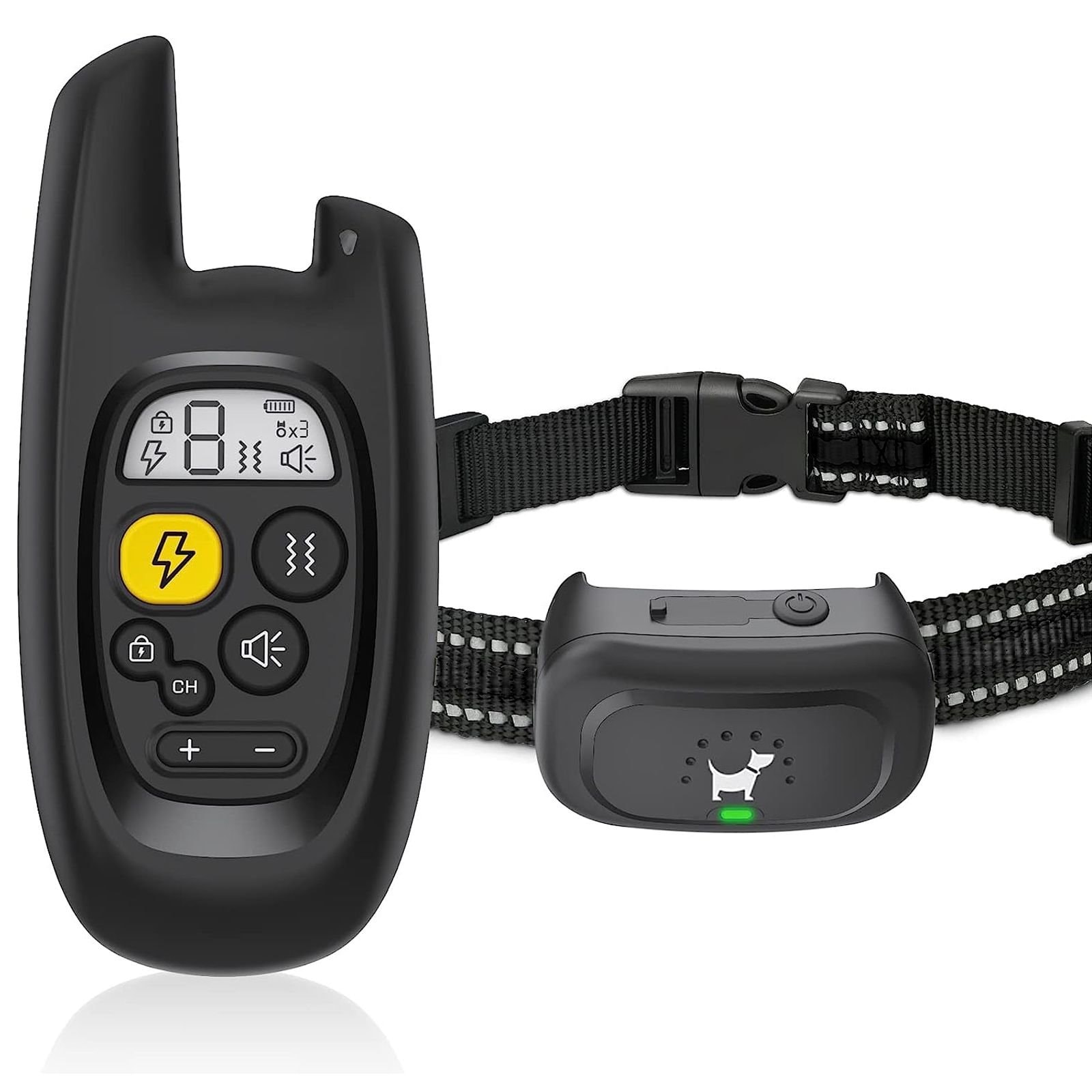 Luckypets Rechargeable Training Collar With Beep, Vibration & Shock Training Modes Dog Collar, Black