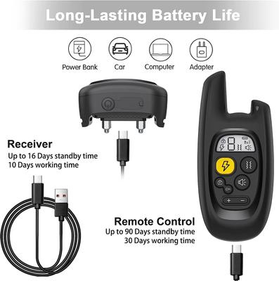 Show full view: Luckypets Rechargeable Training Collar with Beep, Vibration & Shock Training Modes Dog Collar, Black slide 6 of 10