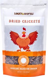 LuckyQworms Dried Crickets All Natural Insect High Protein Dry Food Chicken Treats, 1-lb bag