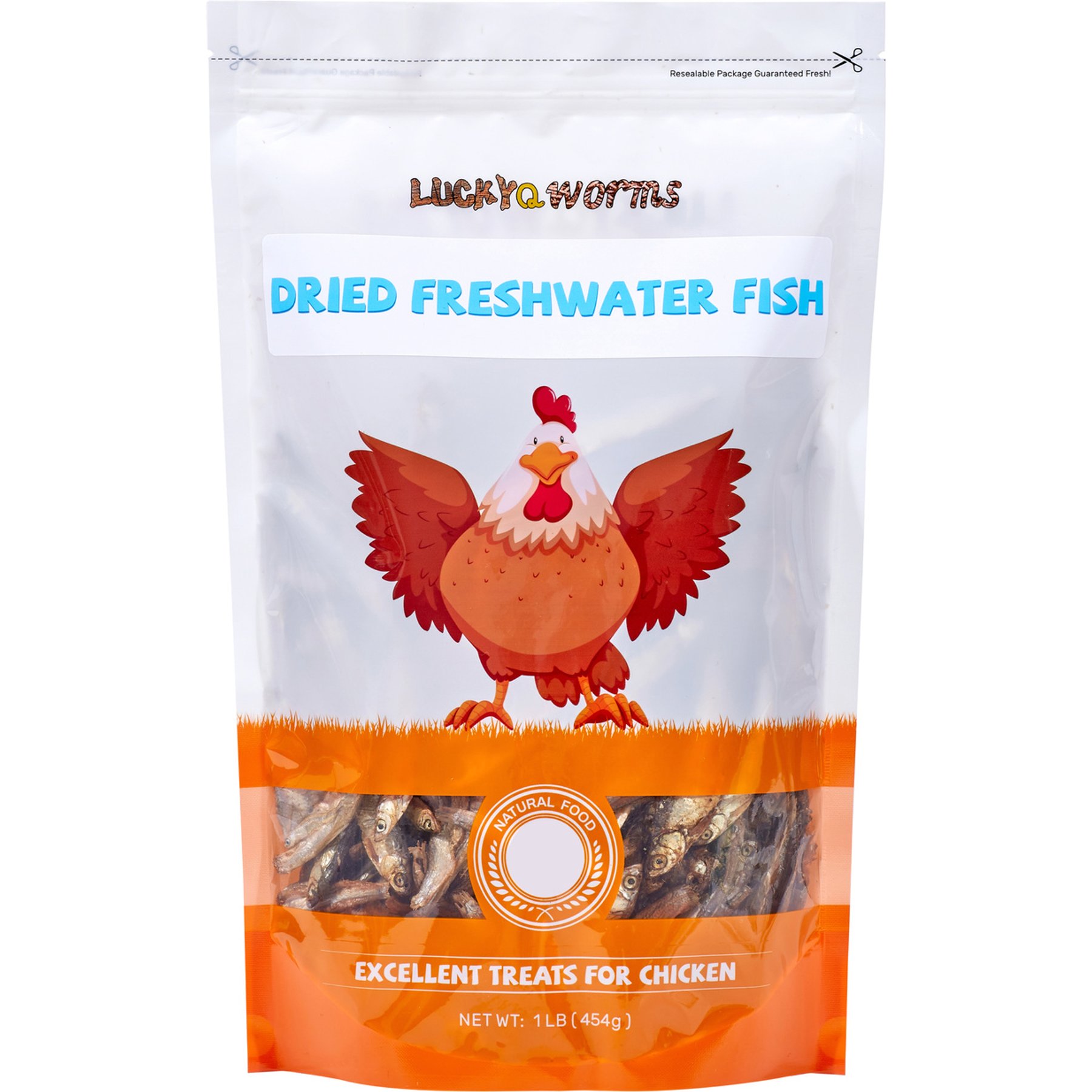 LuckyQworms Dried Freshwater Fish High Protein Dry Food Poultry & Small Pets Treat, 1-lb bag