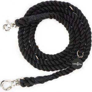 Lucy & Co. Hands-Free Rope Dog Leash, Midnight Black, 7-ft long, 3/4-in wide
