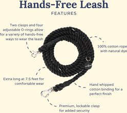 Lucy & Co. Hands-Free Rope Dog Leash, 7-ft long, 3/4-in wide, Midnight Black slide 2 of 3