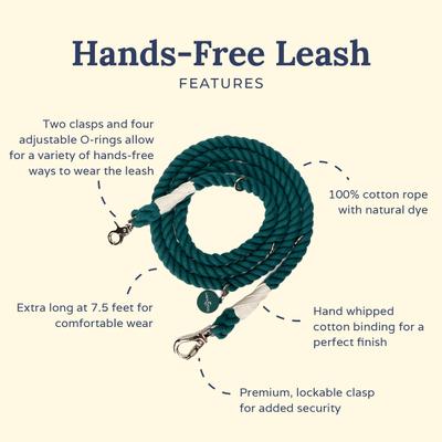 Show full view: Lucy & Co. Hands-Free Rope Dog Leash, 7-ft long, 3/4-in wide, Evergreen slide 3 of 5
