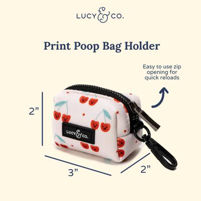 Show full view: Lucy & Co. The Cheery Cherries Dog Leash Attachment Poop Bag Dispenser, Red slide 3 of 4