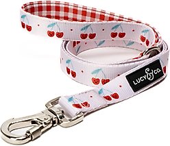 Lucy & Co. The Cheery Cherries Padded Dog Leash, Red, Small: 5-ft long, 0.6-in wide
