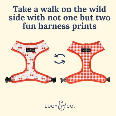 Show full view: Lucy & Co. The Cheery Cherries Reversible Dog Harness, Red, Small: 14 to 18-in chest slide 4 of 8